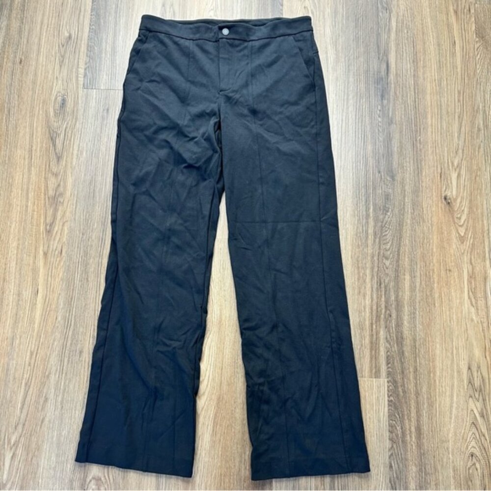 Athleta Womens Wide Leg Pants Size 8 Black Ponte Mid Rise Style Stretch Office